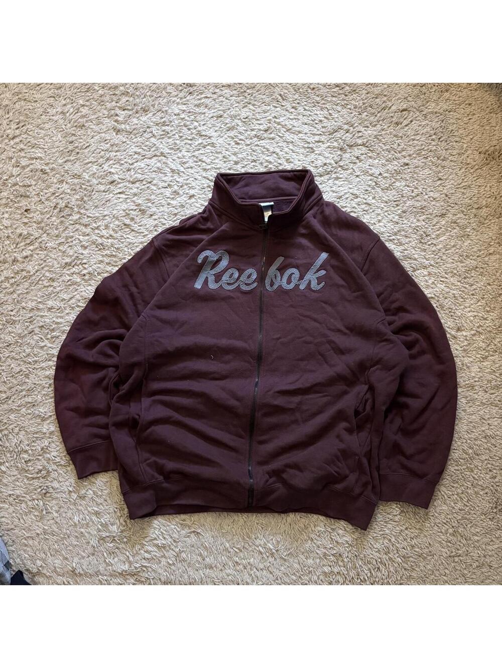 Mens Reebok burgundy zip up jacket with embroidered logo